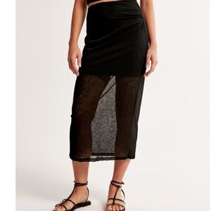 Elegant Black Sheer Midi Skirt